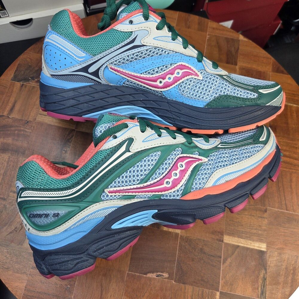 [S61037-3] WOMENS SAUCONY PROGRID OMNI 9 'SPRUCE STERLING ORANGE' sz 7.5